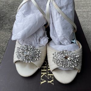 Badgley Mischka Tacey Chiffon Strappy Wedge